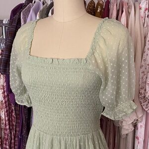 Patrons of Peace Mint Green Swiss Dot Maxi Dress